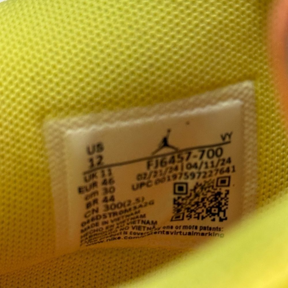 Jordan Tatum 2 Lemonade size 12 Basketball shoes new low top NEVER WORN - Picture 6 of 6
